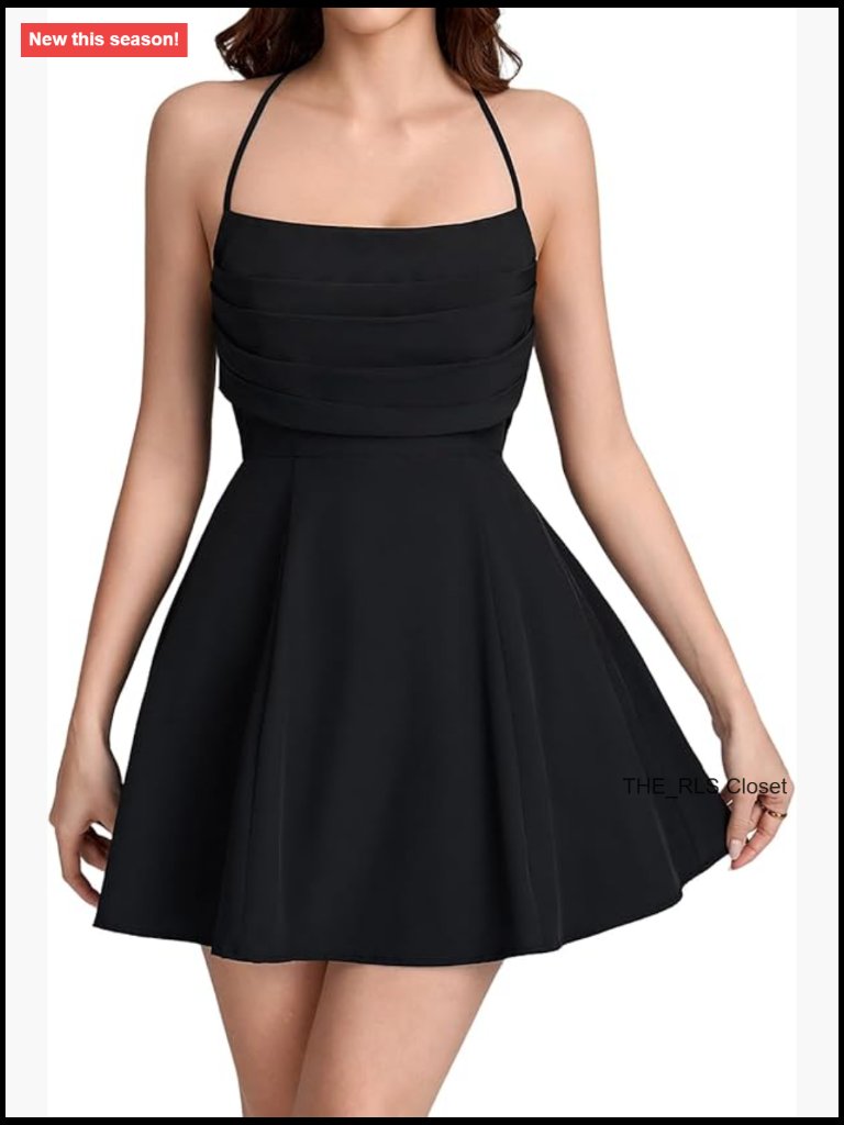 Women Corset Graduation Short Dress Halter Bow Tie Mini Sundress Flowy A Line